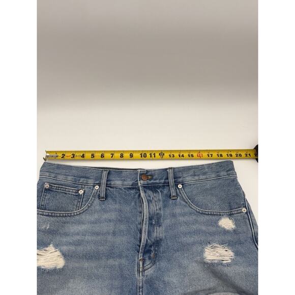 Madewell Womens Relaxed Denim Jean Shorts Size 32 Light Wash Distressed Denim - Picture 7 of 9